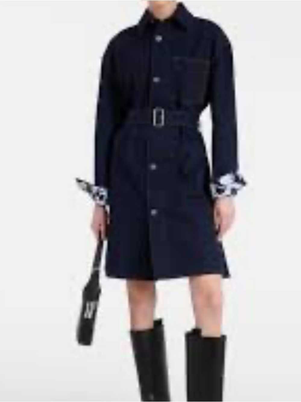 Burberry Japanese Belted with whit floral cuffs Shirt Dress